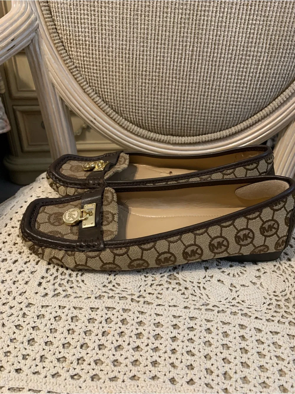 Michael Kors Hamilton monogram jacquard loafers size 8